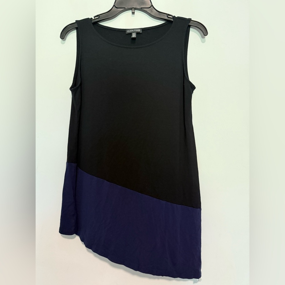Eileen Fisher Womens Asymmetrical Sleeveless Tank Top Color Block Size Small